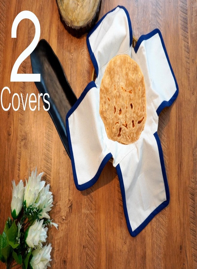CRAZYWEAVES Roti Cloth Wrap (PACK OF 2) - Reusable 100% Cotton, Double Layer Thick, Hot Case Wrapper With Velgrow Closure For Fresh & Warm Rotis(BLUE) - Image 4
